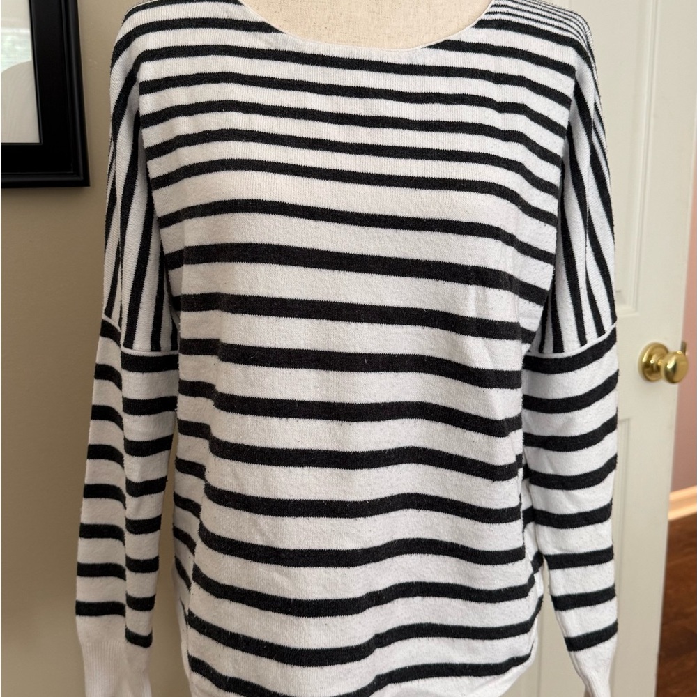 French Connection Black and White Striped Sweater